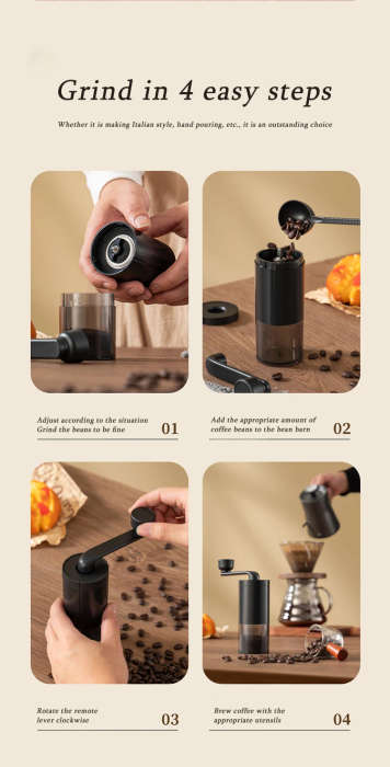 Portable Grinding Smooth Machine Easy Clean Manual Handheld Coffee Grinder for Home Office