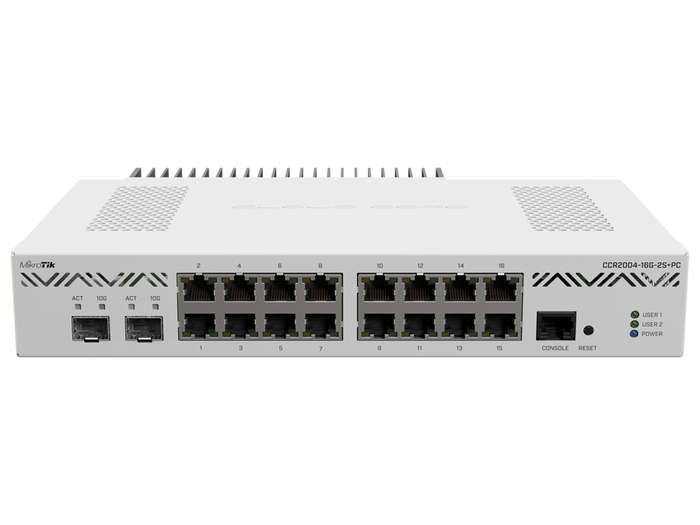 Mikrotik Cloud Core 16 Port Gigabit 2Sfp+ Passive Cooling Router Ccr2004-16G-2S+Pc