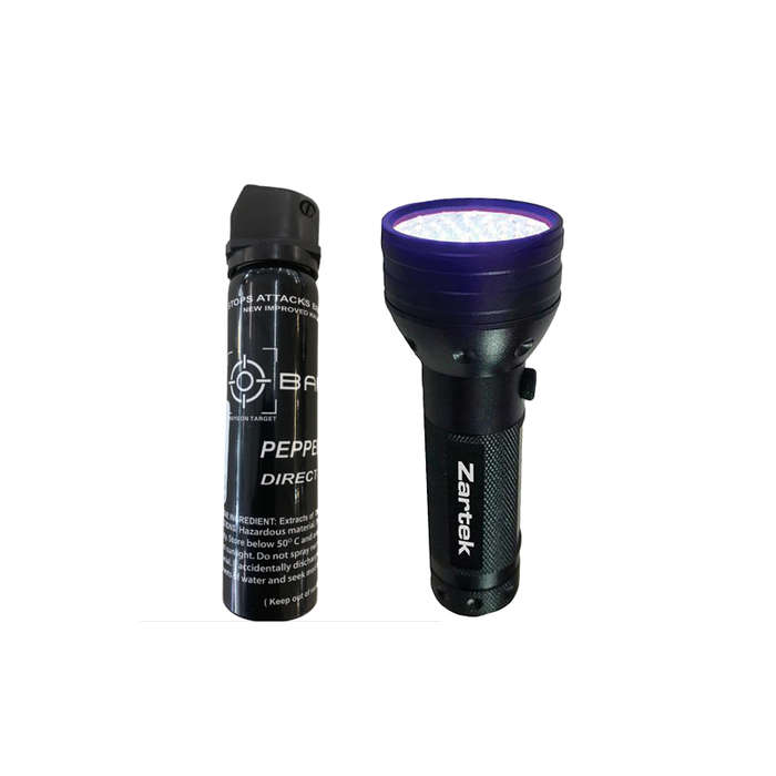 Heavy Duty 51 LED UV Scorpion Torch + Ballistic Pepper Spray - Direct Stream (100ml)