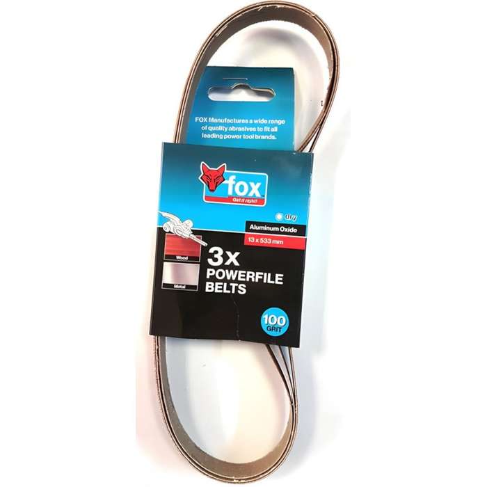 FOX - Abrasive Power File Belt 10x457mm 60grit 3pcs Per Pack