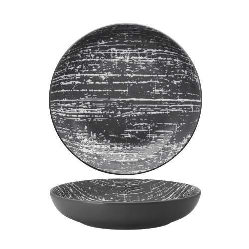 Drizzle  Grey  Round Deep Coupe Plate  18cm (Pack of 12)