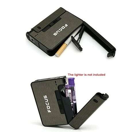 Focus Auto 10pc Metal Cigarette Lighter Case - Case Sold Only - No Lighter - Silver