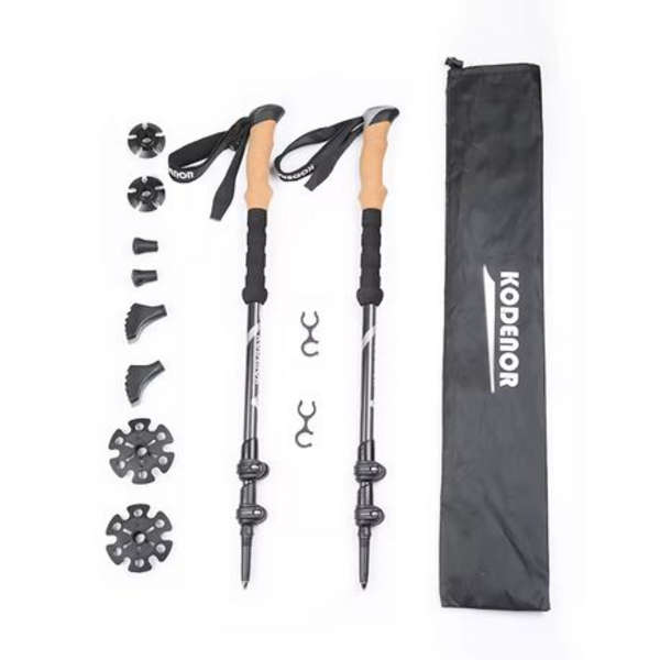 2pcs KODENOR Carbon Fibre Trekking/Walking Poles with Cork Handles &amp; Bag