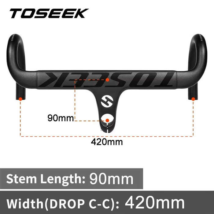 TOSEEK TR2200 Carbon Integrated Road Bar - 420mm Wide - 90mm Stem