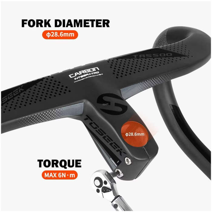 TOSEEK TR5500 Carbon FULLY Integrated Road Bar - 440mm Wide - 100mm Stem