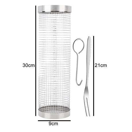 Rotating Braai Basket Set - Kitchen Shears, Oil Sprayer & Tools