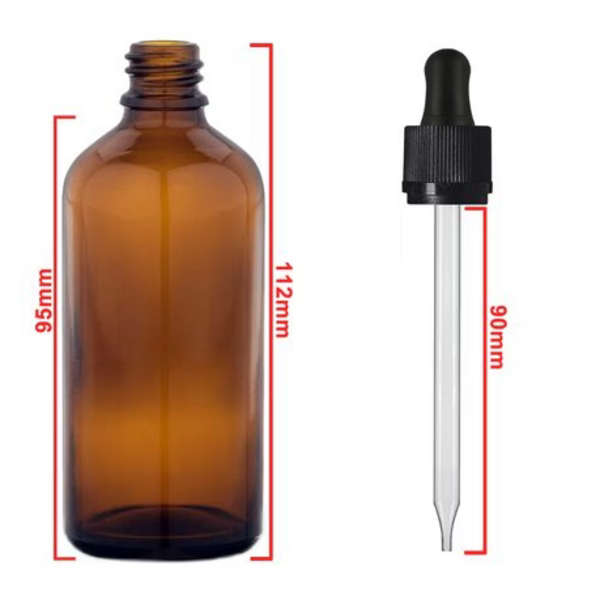 10 Piece 100ml Amber Glass Bottles with Pipettes