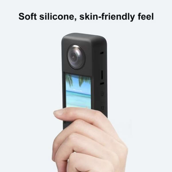 PULUZ Silicone Protective Cover with Lens Cover for Insta360 X3 - Black