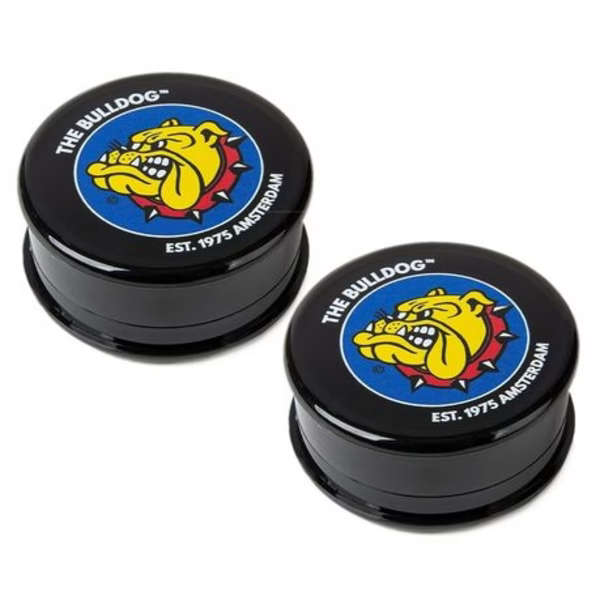 2 x The Bulldog - Acrylic 3 Part Herb Grinder - Black