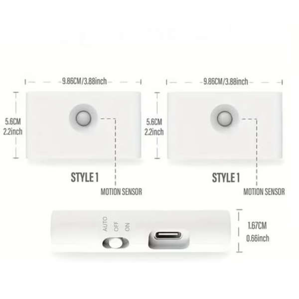 Rechargeable Motion Sensor Night Light - Warm White, USB-C, Magnetic Mount
