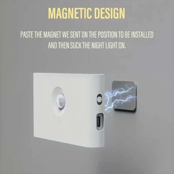 Rechargeable Motion Sensor Night Light - Warm White, USB-C, Magnetic Mount