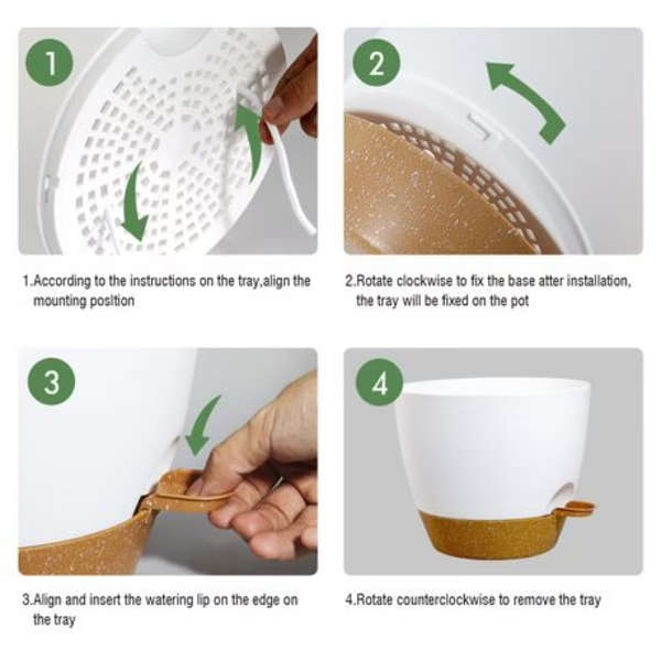 2PCS 30.5cm Self-Watering Plant Pots with Drainage Tray -White &amp; Terracotta