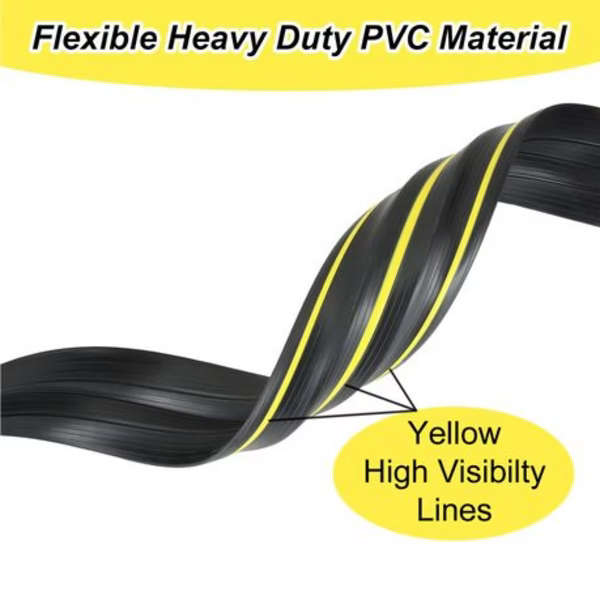 Heavy Duty 3m PVC Cable Floor Cover - 3 Channels with Yellow Safety Lines