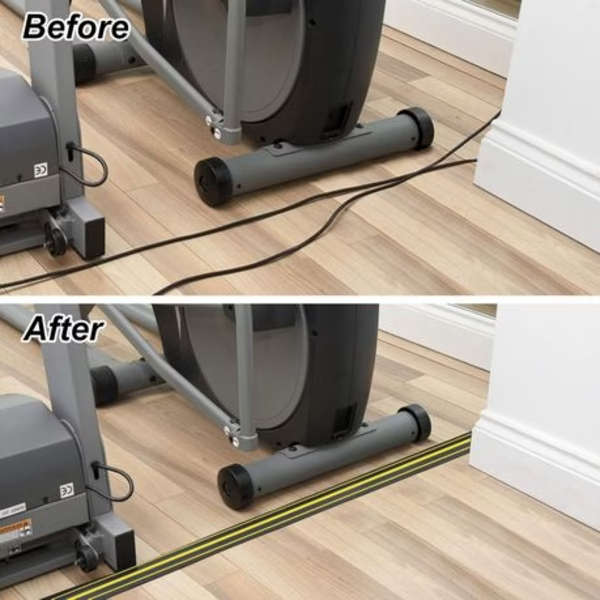 Heavy Duty 3m PVC Cable Floor Cover - 3 Channels with Yellow Safety Lines
