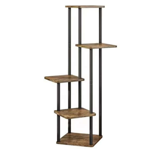 5 Tier Plant Stand - Metal &amp; Wood (MDF) Standing 106CM Tall