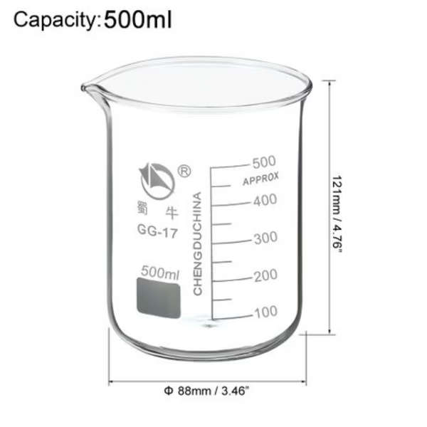 Shuniu - Borosilicate Beaker Set - 250ml + 500ml + 1000ml - GG-17