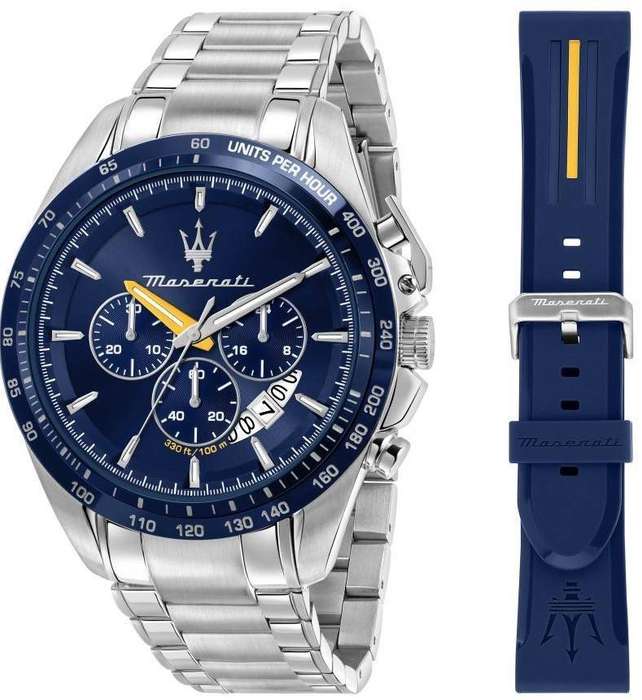 Maserati Modena Edition Chronograph Stainless Steel Blue Dial Quartz R8871612039 100M Men's Watch...
