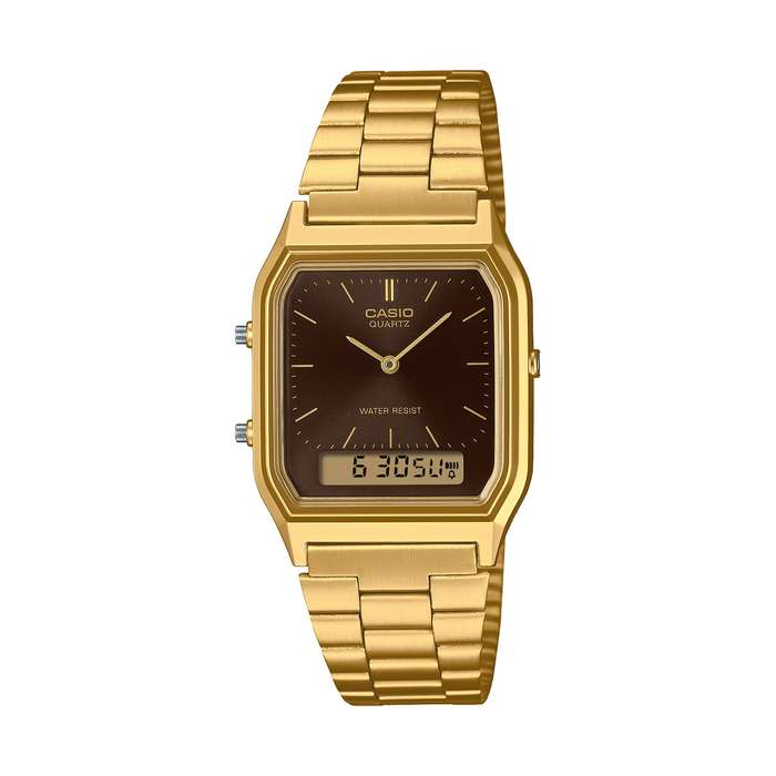 Casio Vintage Edgy World Time Gold Color Unisex Watch (AQ-230GA-5AMQYES) - 39 mm