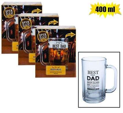 Beer-mug glass dad 400ml asstd