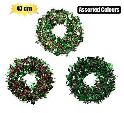 Xmas wreath tinsel 47cm