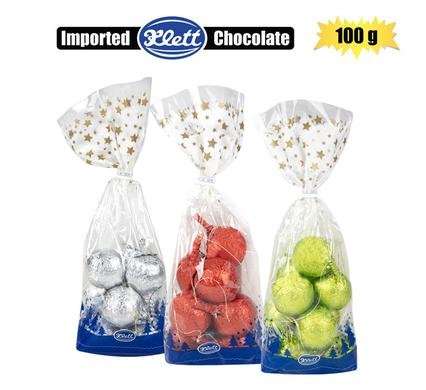 Xmas confec choc kl bauble bag 100g (t)