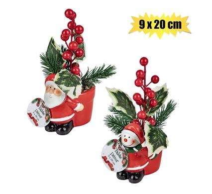 Xmas table decor flower in pot 9x20cm