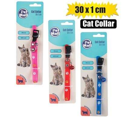 Pet cat collar silicone 30x1cm asstd