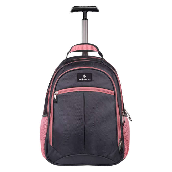 Volkano Orthopaedic Trolley Notebook Backpack Grey Pink