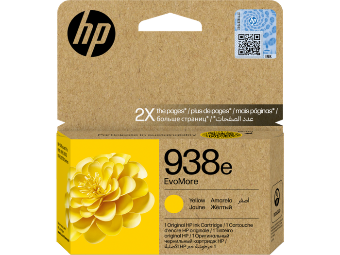 HP 938e EvoMore Yellow Ink Cartridge 1,650 Pages Original 4S6Y1PE Single-pack
