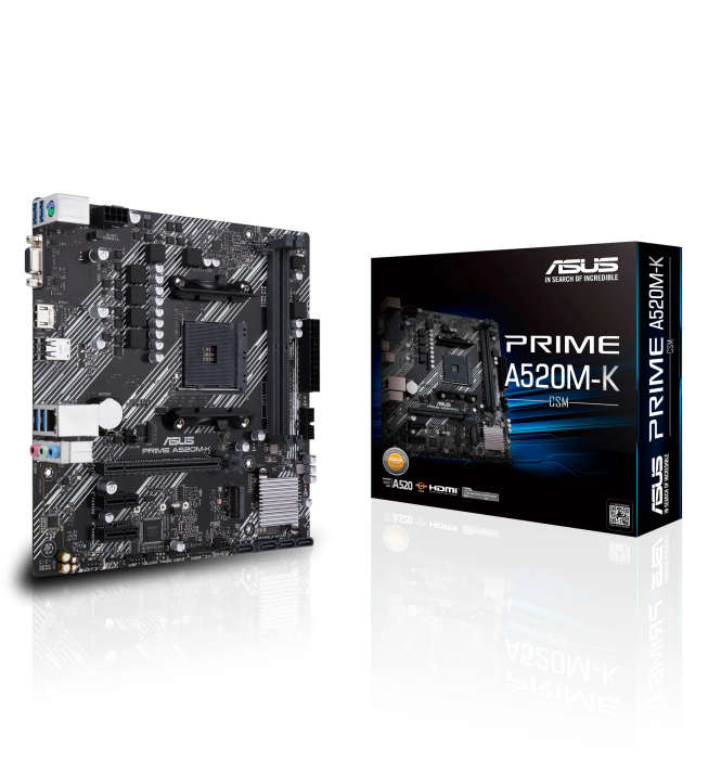 AMD A520 (Ryzen AM4) Micro ATX Motherboard with M.2 Support; 1 Gb Ethernet; HDMI/D-Sub; SATA 6 Gb...