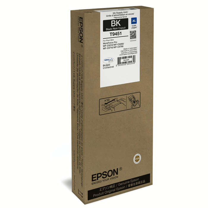 Epson T9451 64.6-ml XL SIZE for WorkForce Pro Black High Yield Printer Ink Cartridge Original C13...