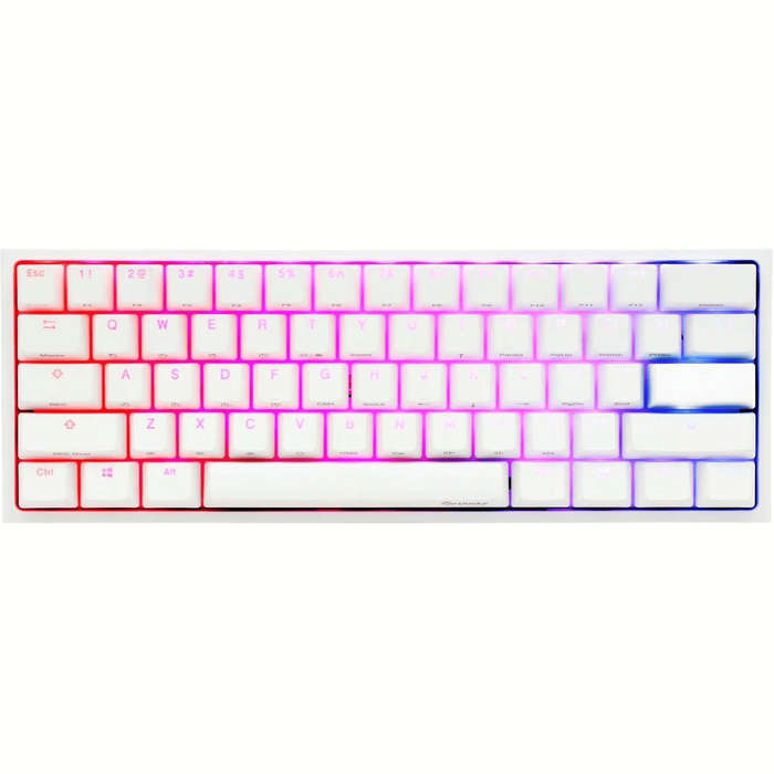 Ducky One 2 Pro Mini 60 Cherry MX Silent Red Linear Mechanical Wired Gaming Keyboard - White