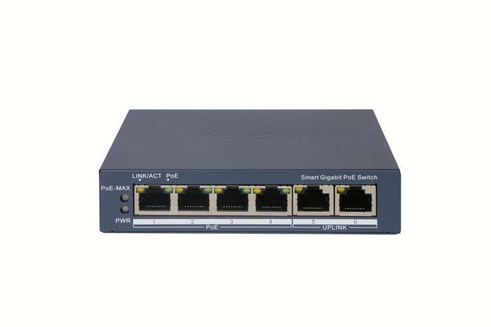 Hikvision 4-port GbE PoE Smart Managed Network Switch with 2x GbE Uplink Ports