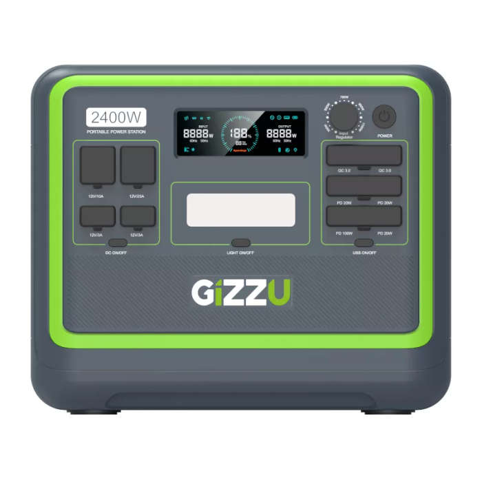 Gizzu Hero Pro 2400W 2048Wh UPS Fast Charge LifePO4 Portable Power Station with 2x SA Power Plugs