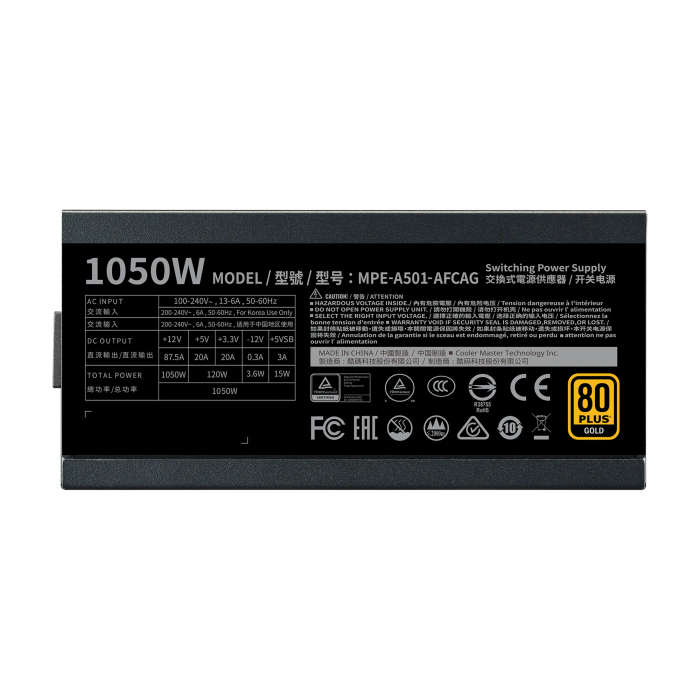 Cooler Master MWE Gold 1050W V2 ATX Full Modular Power Supply Black