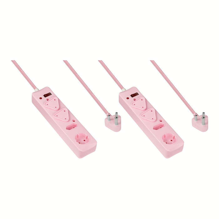Switched 4-Way Surge Multiplug 0.5m Pink