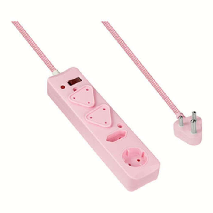 Switched 4-Way Surge Multiplug 3m Pink 2-pack