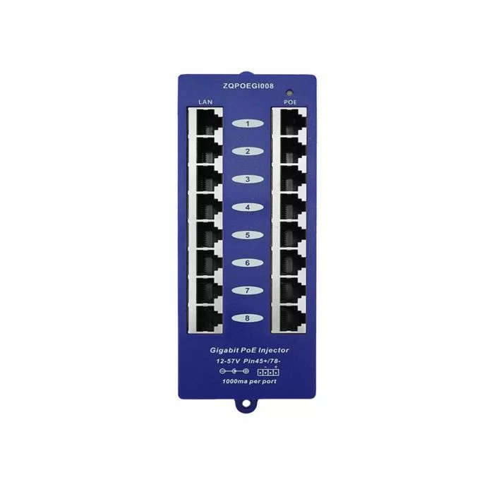 Scoop 8-port Gigabit Passive PoE Injector 