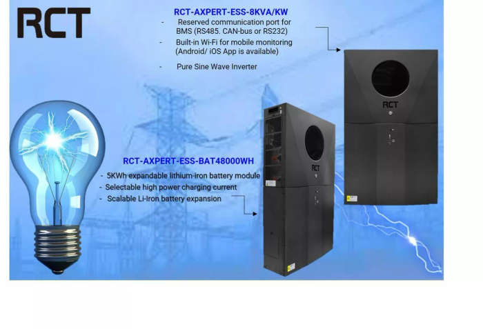 RCT Axpert ESS 8kVA/kW Energy Storage System 48V 2x4000W MPPT BMS WiFi