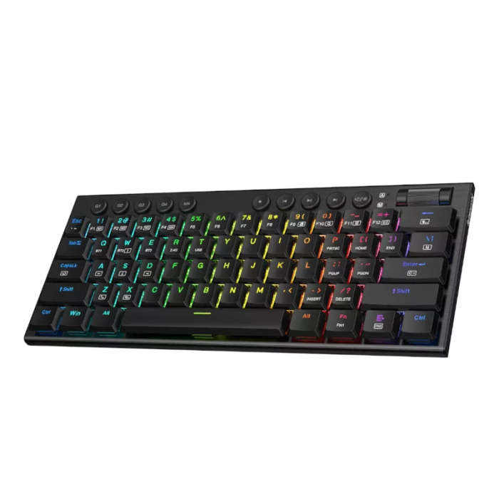 Redragon Noctis Pro 61-Key Red Switch RGB Low Profile Wireless Gaming Mechanical Keyboard - Black