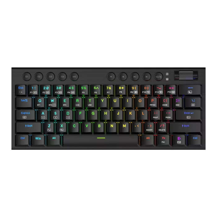 Redragon Noctis Pro 61-Key Red Switch RGB Low Profile Wireless Gaming Mechanical Keyboard - Black