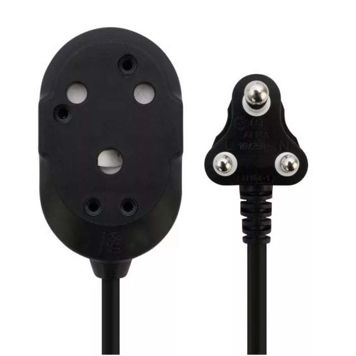 Switched Basics 20m Light Duty BTB Extention Cable 2 x 16A Socket - Black