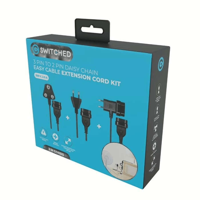 Switched Easy Cable Extender Daisy Chain 3x 2m Kit Black