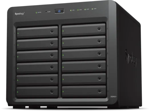 12-BayPlus Series Desktop NAS; expandable up to 24 bays with Expansion Unit.