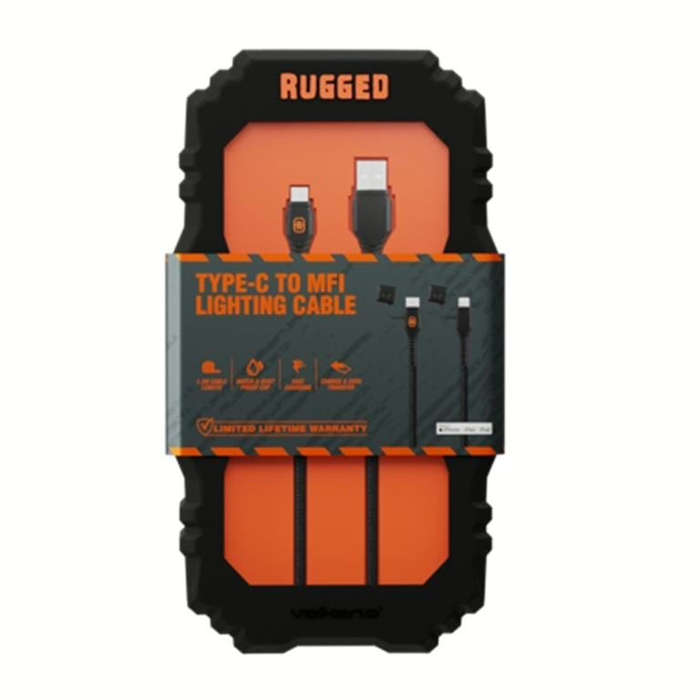 Volkano Rugged Type-C to MFI Lighting Water and Dust Proof Cable 1.2m