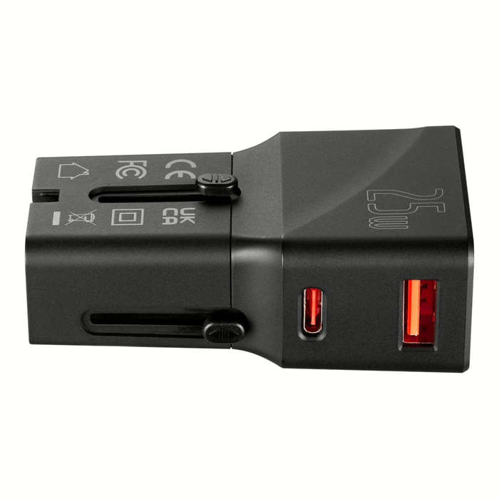 Volkano Globetrotter Series 25W Dual USB + Type-C Mini Travel Adaptor