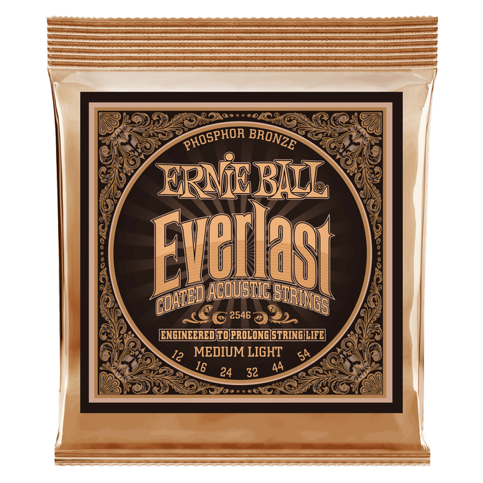 Ernie Ball 2546 - Everlast Coated Phosphor Bronze Acoustic Guitar Strings (12-54 Gauge) - MEDIUM