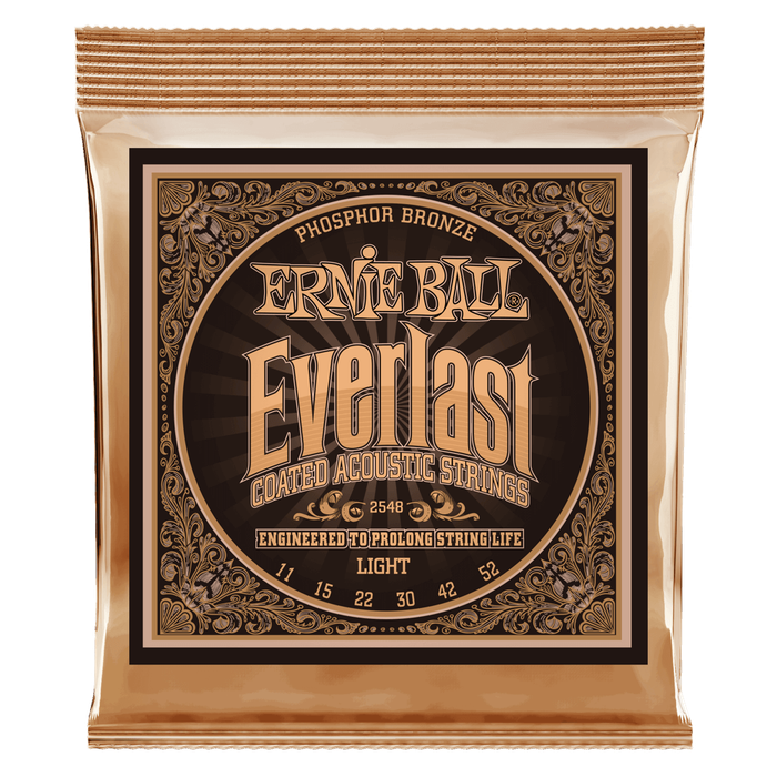 Ernie Ball 2548 - Everlast Coated Phosphor Bronze Acoustic Guitar Strings (12-54 Gauge) - LIGHT