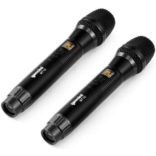 Gemini GMU M200 - Dual Wireless UHF Handheld Microphone System with Plug-In Receiver