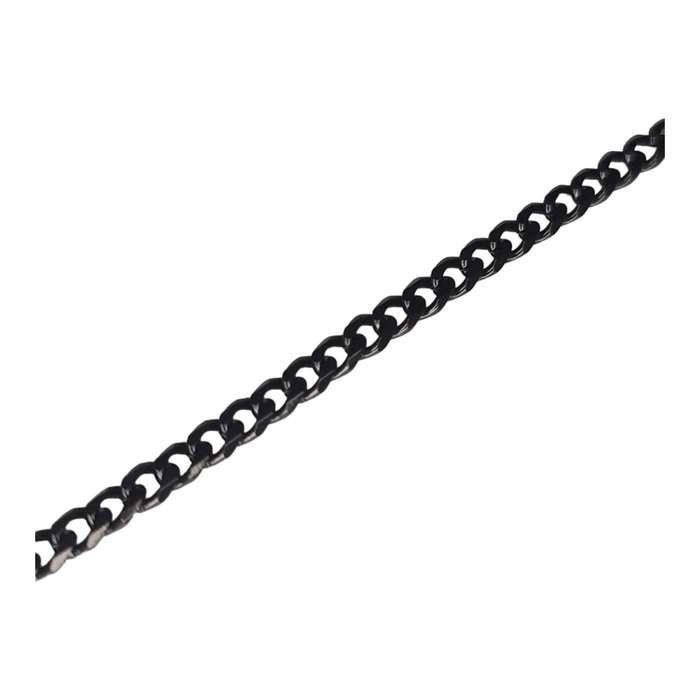 Black Stainless steel chain w clasp, 2mm, 55cm,